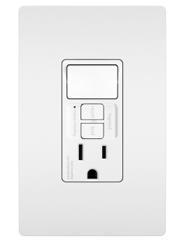 Pass & Seymour 1597SWTTRWCCD4 radiant Single Pole Switch with Tamper Resistant Self Test GFCI Outlet White 15 A 120 VAC