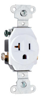 Pass & Seymour 5351W Heavy Duty Spec Grade Single Receptacles Side Wire 20A 125V White 20 A 125 VAC 3W