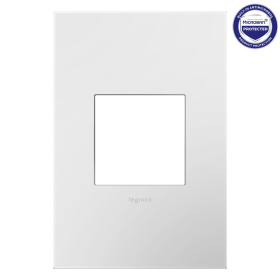 Pass & Seymour adorne AWP1G2WHW10 adorne Gloss White-on-White 1-Gang Screwless Wall Plate with Microban