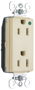 Pass & Seymour Straight Blade Receptacle PTTR26262-HGI Duplex Tamper Resistant Wall Mount Straight Blade Receptacle, 125 VAC, 15 A, 2 Poles, 3 Wires, Ivory