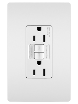 Pass & Seymour 1597NTLTRW radiant 15A Tamper-Resistant Self-Test GFCI Outlet with Night Light 15 A 120 VAC