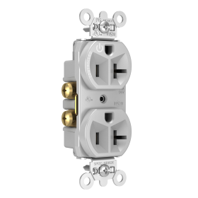 Pass & Seymour Straight Blade Receptacle 5362CH-GRY Decorator Duplex Half Controlled Plug Load Straight Blade Receptacle, 125 VAC, 20 A, Gray