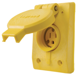 Pass & Seymour Straight Blade Receptacle 60W47 Single Watertight Straight Blade Receptacle, 125 VAC, 15 A, 2 Poles, 3 Wires, Yellow