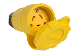 Pass & Seymour Turnlok 27W48 Straight Body Watertight Locking Connector, 250 VAC, 20 A, 2 Poles, 3 Wires, Yellow