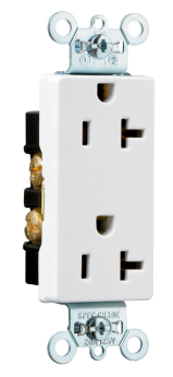 Pass & Seymour 26342W Heavy Duty Decorator Spec Grade Receptacles Side Wire 20A 125V White 3W