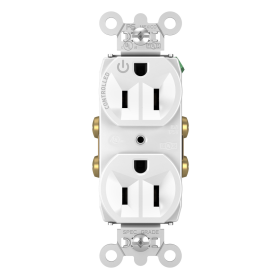 Pass & Seymour Straight Blade Receptacle TR5262CHW Duplex Half Controlled Plug Load Controllable Straight Blade Receptacle, 125 VAC, 15 A, White