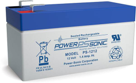 Power Sonic PS-1212F1 Rechargeable Battery 12V 1.40 Ah F1 Terminals ABS Plastic Case 3.78 In. Length