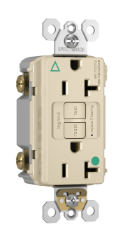 Pass & Seymour 2097-IGHGTRLA radiant Duplex Isolated Ground Self-Test Tamper Resistant GFCI Receptacle With Matching TP Wall Plate, 125 VAC, 20 A, 2 Poles, Light Almond