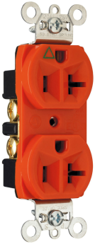 Pass & Seymour IG5362 Isolated Ground Duplex Heavy Duty Straight Blade Receptacle 125 VAC 20 A 2 Poles 3 Wires Orange