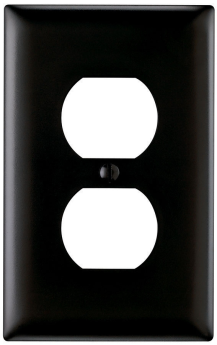 Pass & Seymour TP8BK Duplex Receptacle Openings One Gang Black Thermoplastic Plate