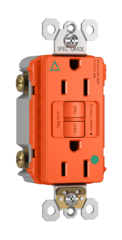 Pass & Seymour 1597-IGHGTRO Duplex Isolated Ground Self-Test Tamper Resistant GFCI Receptacle With Matching TP Wall Plate, 125 VAC, 15 A, 2 Poles, Orange