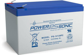 Power Sonic PS-12120F2 Rechargeable Battery 12V 12 Ah F2 Terminals ABS Plastic Case 5.94 In. Length