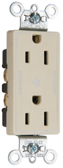 Pass & Seymour Straight Blade Receptacle 26252-CDI Decorator Duplex Dual Controlled Plug Load Straight Blade Receptacle, 125 VAC, 15 A, Ivory