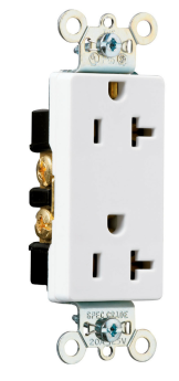 Pass & Seymour 26352-W Decorator Duplex Grounding Heavy Duty Straight Blade Receptacle 125 VAC 20 A 2 Poles 3 Wires White