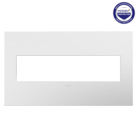 Pass & Seymour adorne AWP4GWH4 adorne Gloss White 4-Gang Screwless Wall Plate with Microban