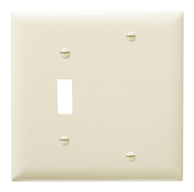 Pass & Seymour TP113LA Combination Openings 1 Toggle Switch and 1 Blank Two Gang Light Almond Thermoplastic Plate