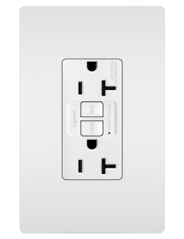 Pass & Seymour PT2097-TRW Duplex Self-Test Tamper Resistant GFCI Receptacle, 125 VAC, 20 A, 2 Poles, 3 Wires, White