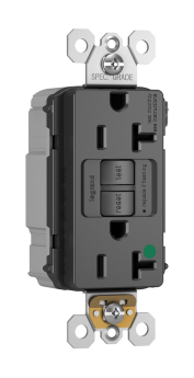 Pass & Seymour PT2097-HGTRBK Self-Test Tamper Resistant GFCI Receptacle, 125 VAC, 20 A, 2 Poles, 3 Wires, Black