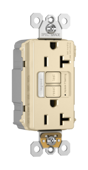 Pass & Seymour PT2097-NTLTRI Combination Self-Test Tamper Resistant GFCI Receptacle With Nightlight, 125 VAC, 20 A, 2 Poles, 3 Wires, Ivory