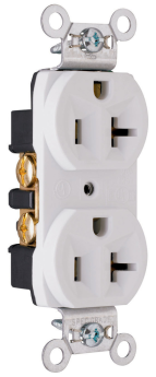 Pass & Seymour CRB5362W Construction Spec Grade Receptacles Back and Side Wire 20A 125V White 3W