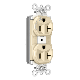 Pass & Seymour PT5362SCCHI PlugTail 20A 125V Heavy Duty Spec-Grade Plug Load Controllable Duplex Receptacle Ivory