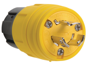 Pass & Seymour Turnlok 24W49 Watertight Locking Plug, 250 VAC, 15 A, 2 Poles, 3 Wires, Yellow