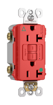 Pass & Seymour 2097-IGHGTRRED radiant Duplex Isolated Ground Self-Test Tamper Resistant GFCI Receptacle With Matching TP Wall Plate, 125 VAC, 20 A, 2 Poles, Red