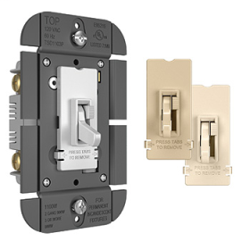 Pass & Seymour TSD1103PTC Toggle Slide Dimmer Incandescent Single Pole / 3-Way 1100W Tri-Color TSD1103PTC