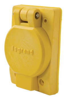 Pass & Seymour Turnlok 65W47 Single Watertight Locking Receptacle, 125 VAC, 15 A, 2 Poles, 3 Wires, Yellow