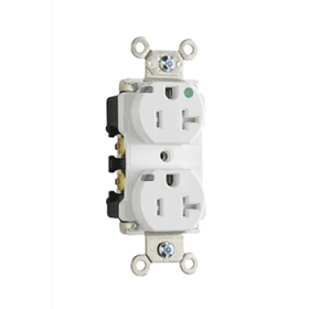 Pass & Seymour Straight Blade Receptacle TR8200-PII Duplex Extra Heavy Duty Straight Blade Receptacle, 125 VAC, 15 A, Ivory