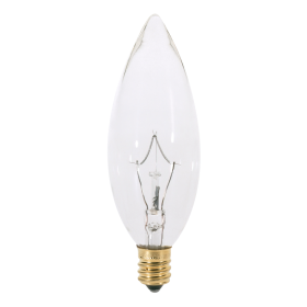 Satco S3282 BA9.5 Incandescent Lamp 25 Watts Candelabra E12 Base 212 Lumens Dimmable Warm White 25 per Box