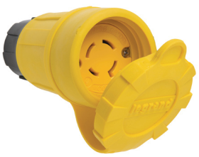 Pass & Seymour Turnlok 27W75 Straight Body Watertight Locking Connector, 250 VAC, 20 A, 3 Poles, 4 Wires, Yellow