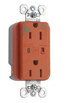 Pass & Seymour IG8200-OSP Duplex Surge Protective TVSS Straight Blade Receptacle, 125 VAC, 15 A, 2 Poles, 3 Wires, Orange