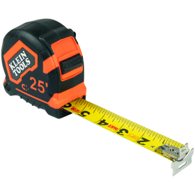 Klein 86225 Magnetic Measuring Tape With Belt Clip 25 ft L x 1 in W Blade Steel Imperial 1/16 in