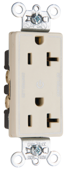 Pass & Seymour Straight Blade Receptacle TR26362CDI Decorator Dual Controllable Heavy Duty Plug Load Controllable Straight Blade Receptacle, 125 VAC, 20 A, Ivory