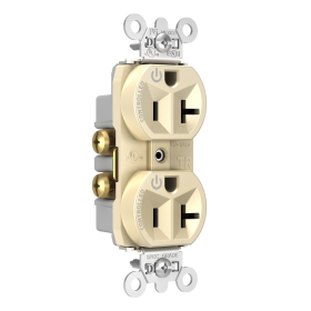 Pass & Seymour Straight Blade Receptacle TR5362CDLA Duplex Dual Controlled Plug Load Controllable Straight Blade Receptacle, 125 VAC, 20 A, Light Almond