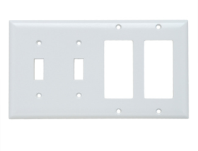 Pass & Seymour Sierraplex SP2262-W Standard Combination Wallplate 2 Gangs White 5 in Thermoplastic