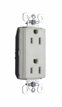 Pass & Seymour Straight Blade Receptacle PTTR26262-LA 3-Phase Decorator Tamper Resistant Wall Mount Straight Blade Receptacle, 125 VAC, 15 A, 2 Poles, 3 Wires, Light Almond