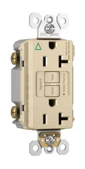 Pass & Seymour 2097-IGTRI radiant Duplex Isolated Ground Self-Test Tamper Resistant GFCI Receptacle With Matching TP Wall Plate, 125 VAC, 20 A, 2 Poles, Ivory