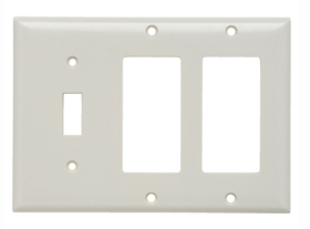 Pass & Seymour SP1262LA Combination Openings 1 Toggle Switch and 2 Decorator Three Gang Light Almond Thermoplastic Plate