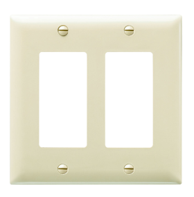 Pass & Seymour TP262I Thermoplastic Two Gang Decorator Wall Plate Ivory