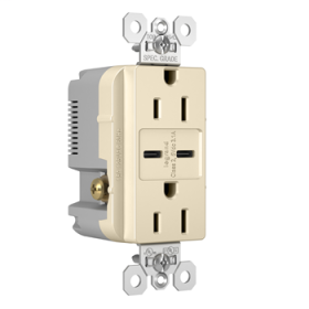 Pass & Seymour TR15USBCCLA Spec Grade Type C USB Charging Receptacle - Light Almond TR15USBCCLA