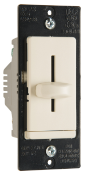 Pass & Seymour LSCL450LA LS Series CFL/LED/Incandescent Single Pole Slide Dimmer Non-Preset Light Almond