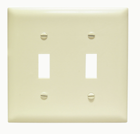 Pass & Seymour TP2I Toggle Switch Openings Two Gang Ivory Thermoplastic Plate