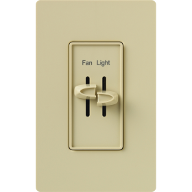 Lutron S2-LFSQ-IV Skylark 3-Speed Fan Control and Light Slide Dimmer 300W Incandescent and Halogen Ivory