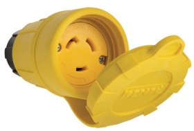 Pass & Seymour Turnlok 29W48 Watertight Locking Connector, 250 VAC, 30 A, 2 Poles, 3 Wires, Yellow