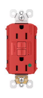 Pass & Seymour PT1597-HGTRRED Self-Test Tamper Resistant GFCI Receptacle With Matching TP Wall Plate, 125 VAC, 15 A, 2 Poles, 3 Wires, Red