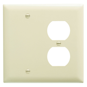 Pass & Seymour TP138I Combination Openings 1 Blank and 1 Duplex Receptacle Two Gang Ivory Thermoplastic Plate