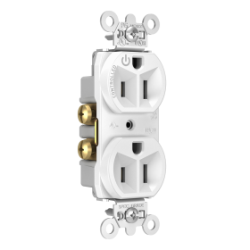 Pass & Seymour Straight Blade Receptacle 5262CH-W Decorator Duplex Dual Controlled Plug Load Straight Blade Receptacle, 125 VAC, 15 A, White