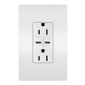 Pass & Seymour radiant R26USBCC6W radiant 15A Tamper-Resistant Ultra-Fast USB Type C/C Outlet White